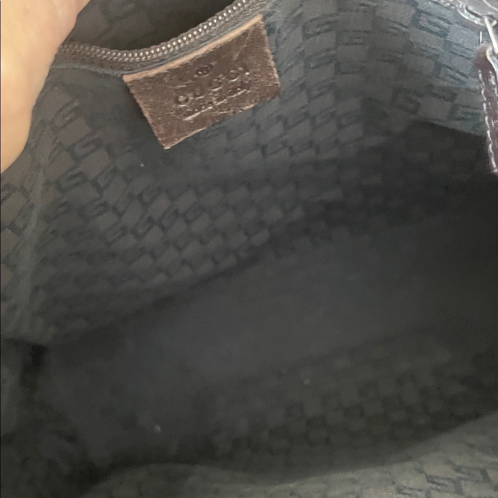 Brown Suede Shoulder Bag with Red and Green Stripe - Picture 3 of 6